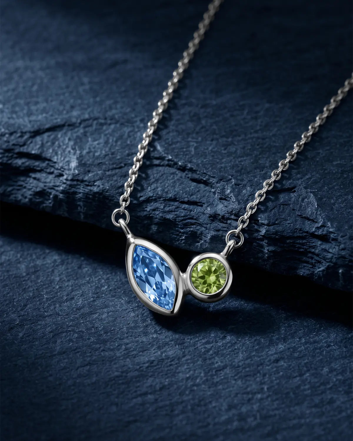 STARLIGHT GEMSTONE DUO PENDANT NECKLACE