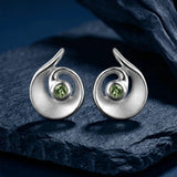 HAZE PERIDOT SPIRAL STUD EARRINGS