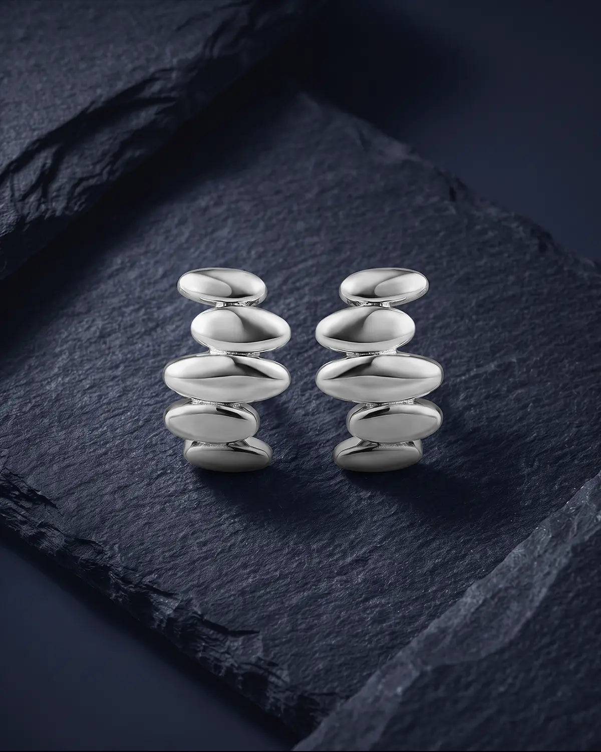 RESONANCE STACKED PEBBLE STUD EARRINGS
