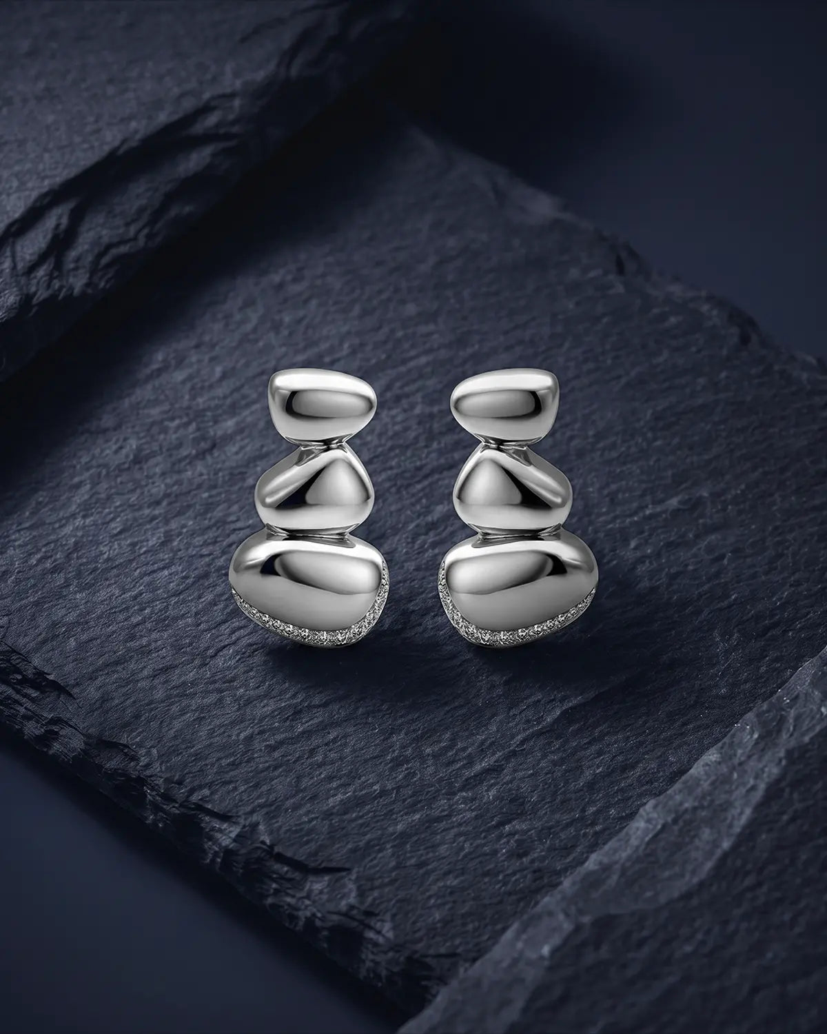 CELESTE PAVÈ PEBBLE STUD EARRINGS