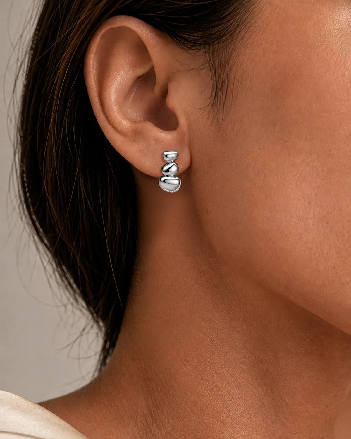 CELESTE PAVÈ PEBBLE STUD EARRINGS