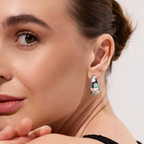 ENCASED SLATE INLAY HOOP EARRINGS