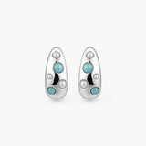 ENCASED SLATE INLAY HOOP EARRINGS