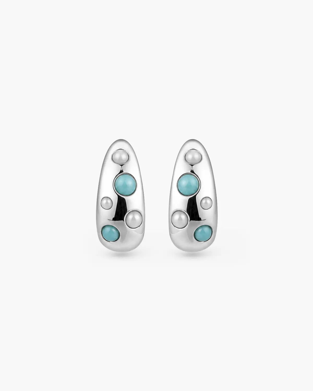 ENCASED SLATE INLAY HOOP EARRINGS