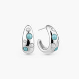 ENCASED SLATE INLAY HOOP EARRINGS