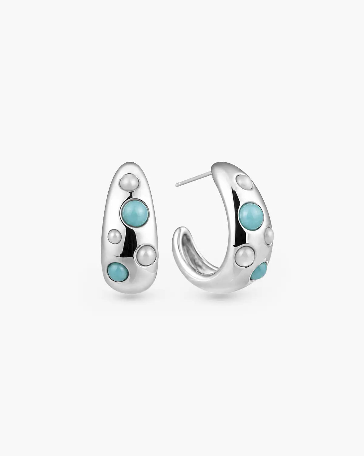 ENCASED SLATE INLAY HOOP EARRINGS