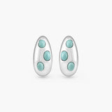 ENCASED AQUA INLAY HOOP EARRINGS