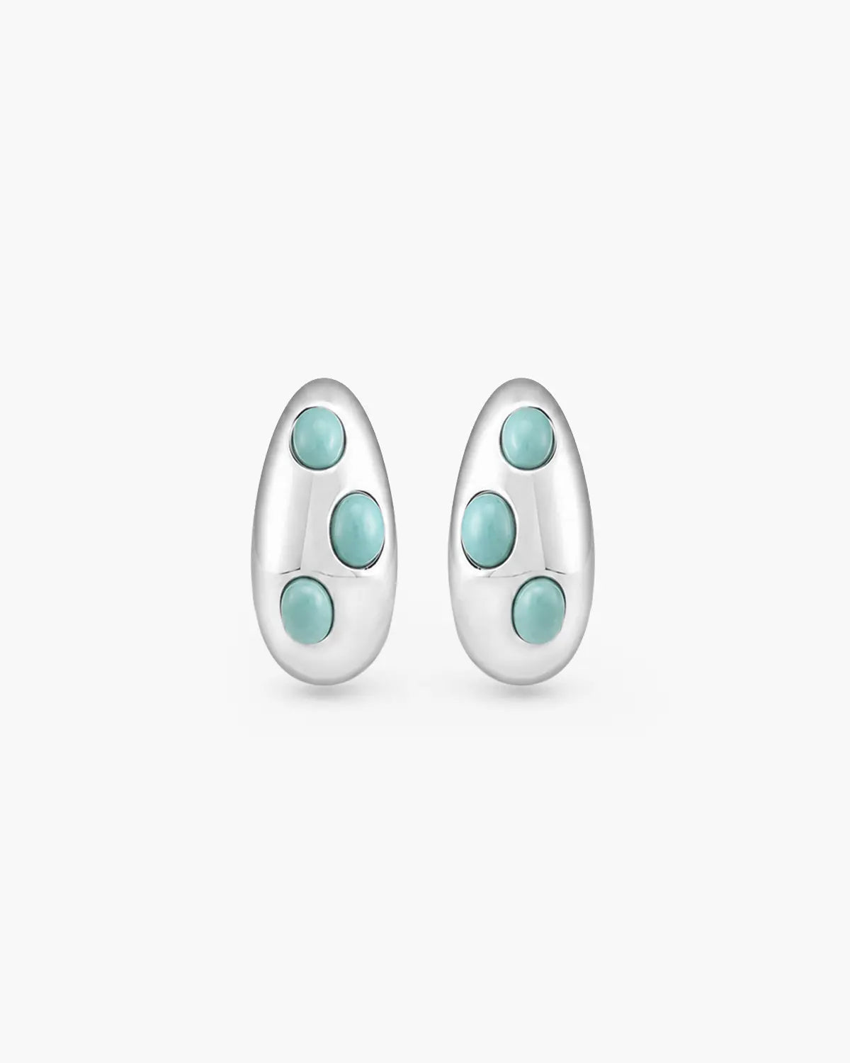 ENCASED AQUA INLAY HOOP EARRINGS
