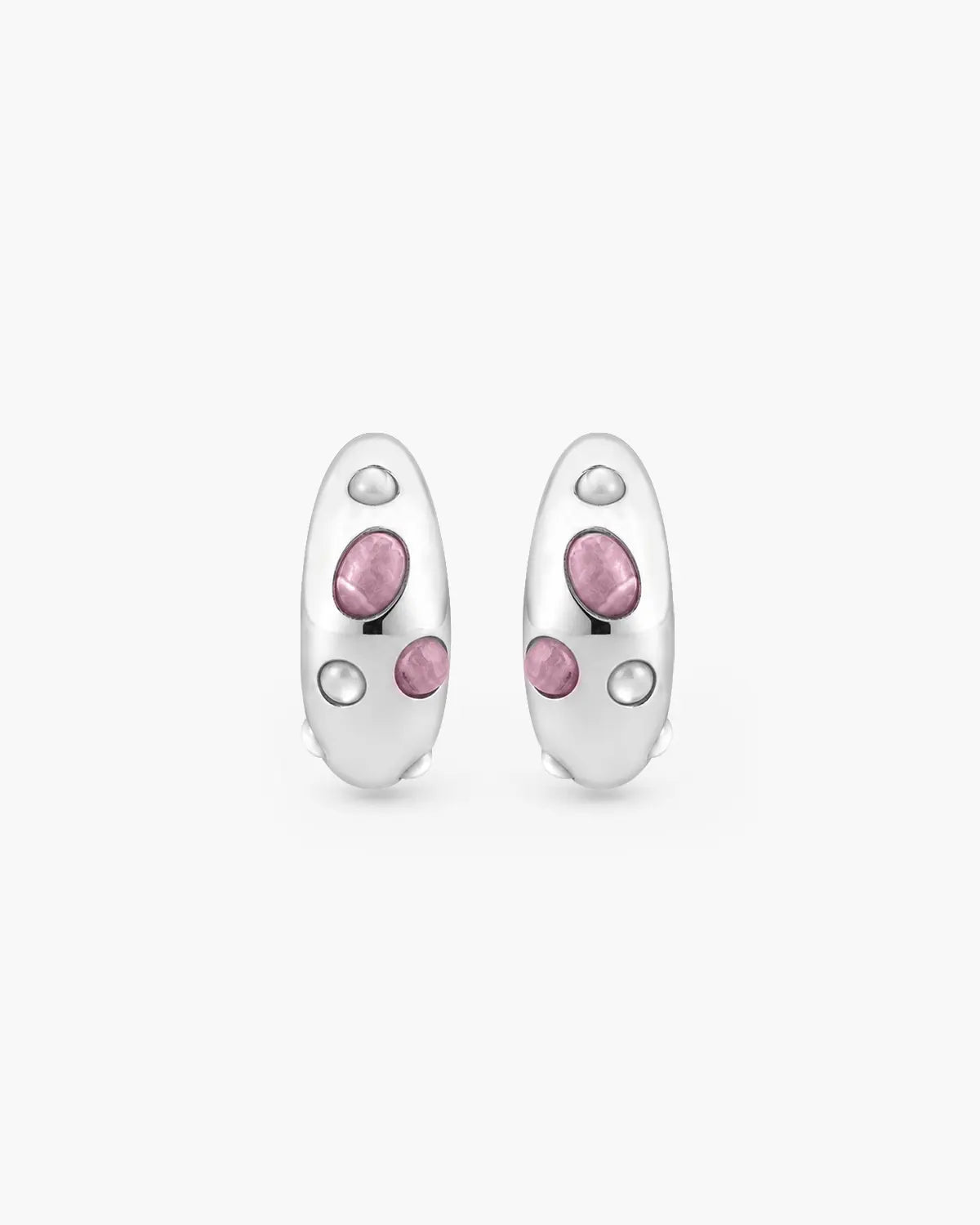 ENCASED BLUSH INLAY HOOP EARRINGS