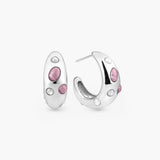 ENCASED BLUSH INLAY HOOP EARRINGS