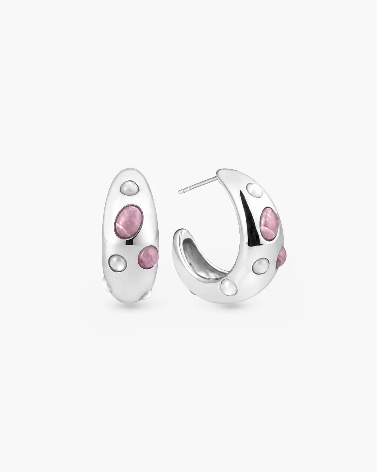 ENCASED BLUSH INLAY HOOP EARRINGS