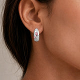 ENCASED BLUSH INLAY HOOP EARRINGS