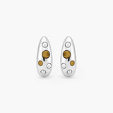 ENCASED AMBER INLAY HOOP EARRINGS