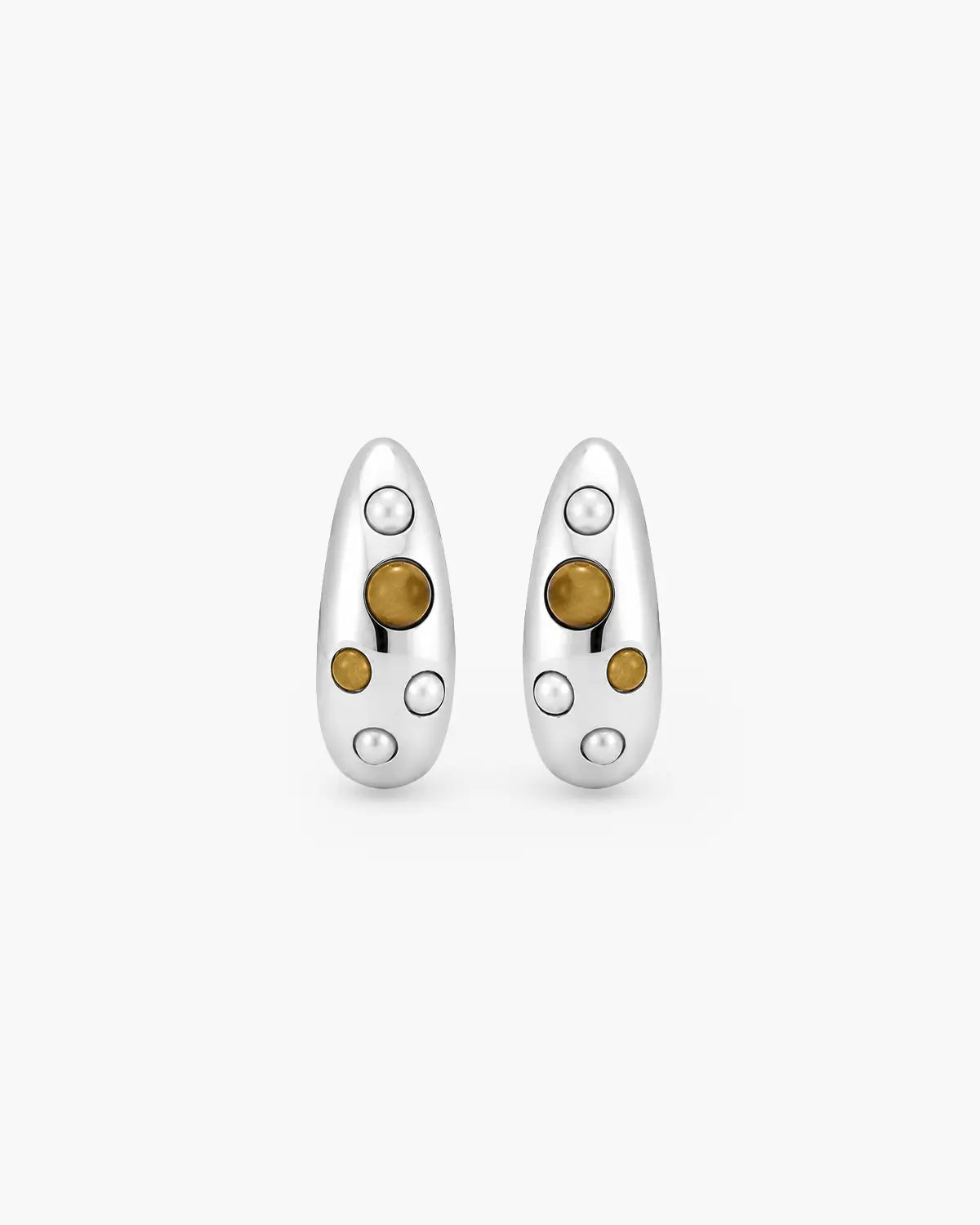 ENCASED AMBER INLAY HOOP EARRINGS