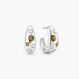 ENCASED AMBER INLAY HOOP EARRINGS
