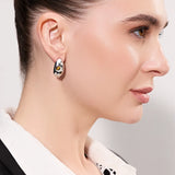 ENCASED AMBER INLAY HOOP EARRINGS