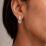 ENCASED AMBER INLAY HOOP EARRINGS