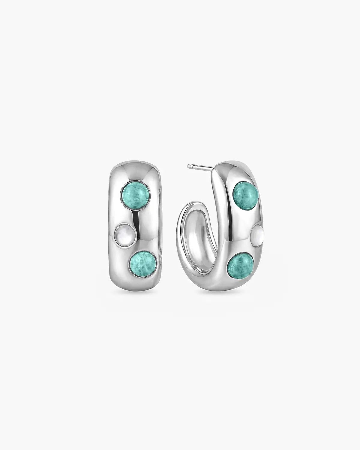 ENCASED MIST INLAY HOOP EARRINGS