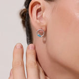 TWILIGHT TOPAZ CIRCLE STUD EARRINGS