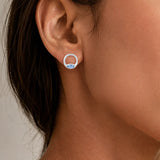 TWILIGHT TOPAZ CIRCLE STUD EARRINGS