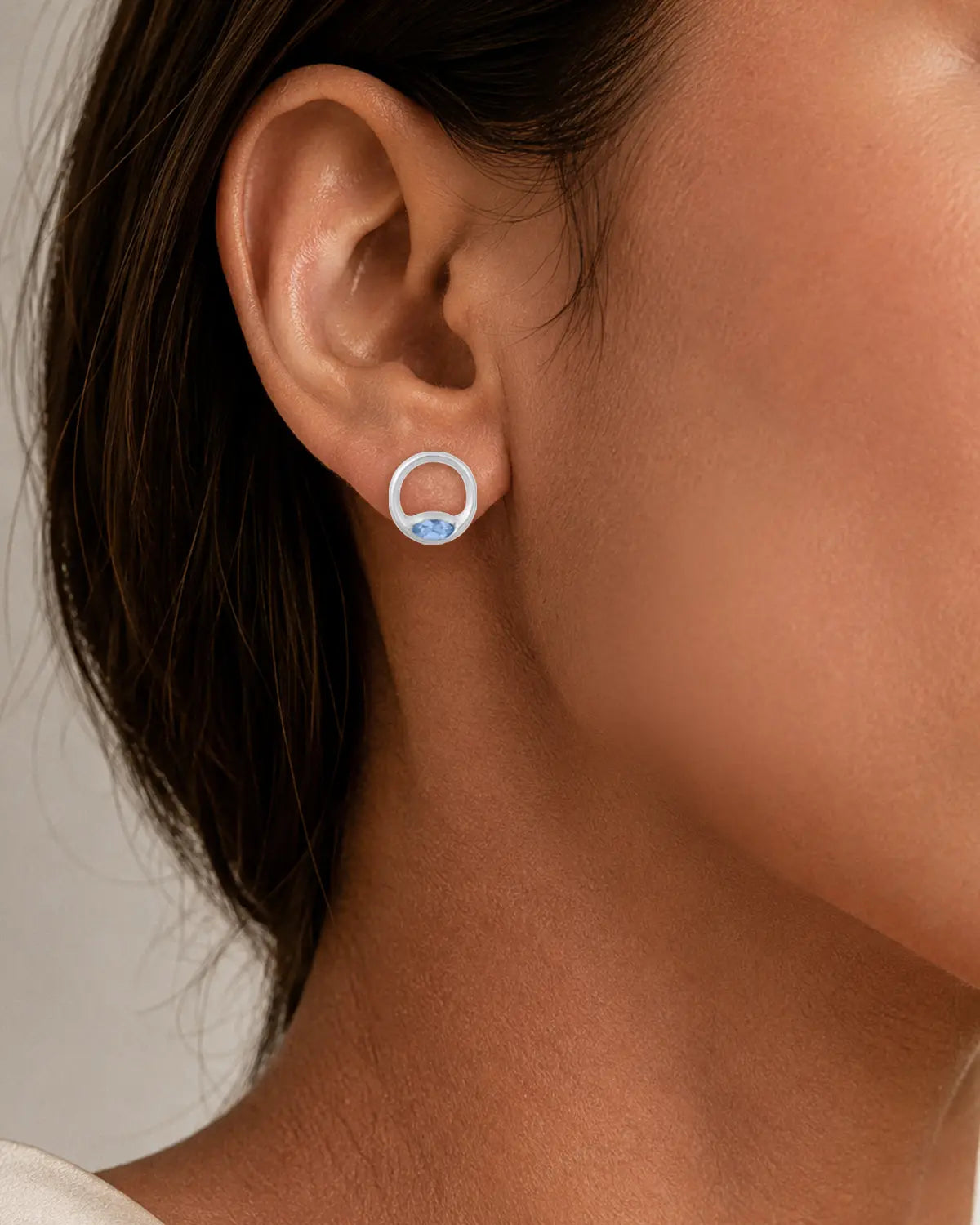 TWILIGHT TOPAZ CIRCLE STUD EARRINGS