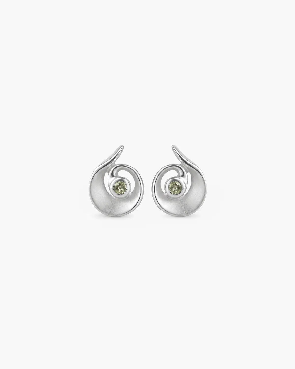 HAZE PERIDOT SPIRAL STUD EARRINGS