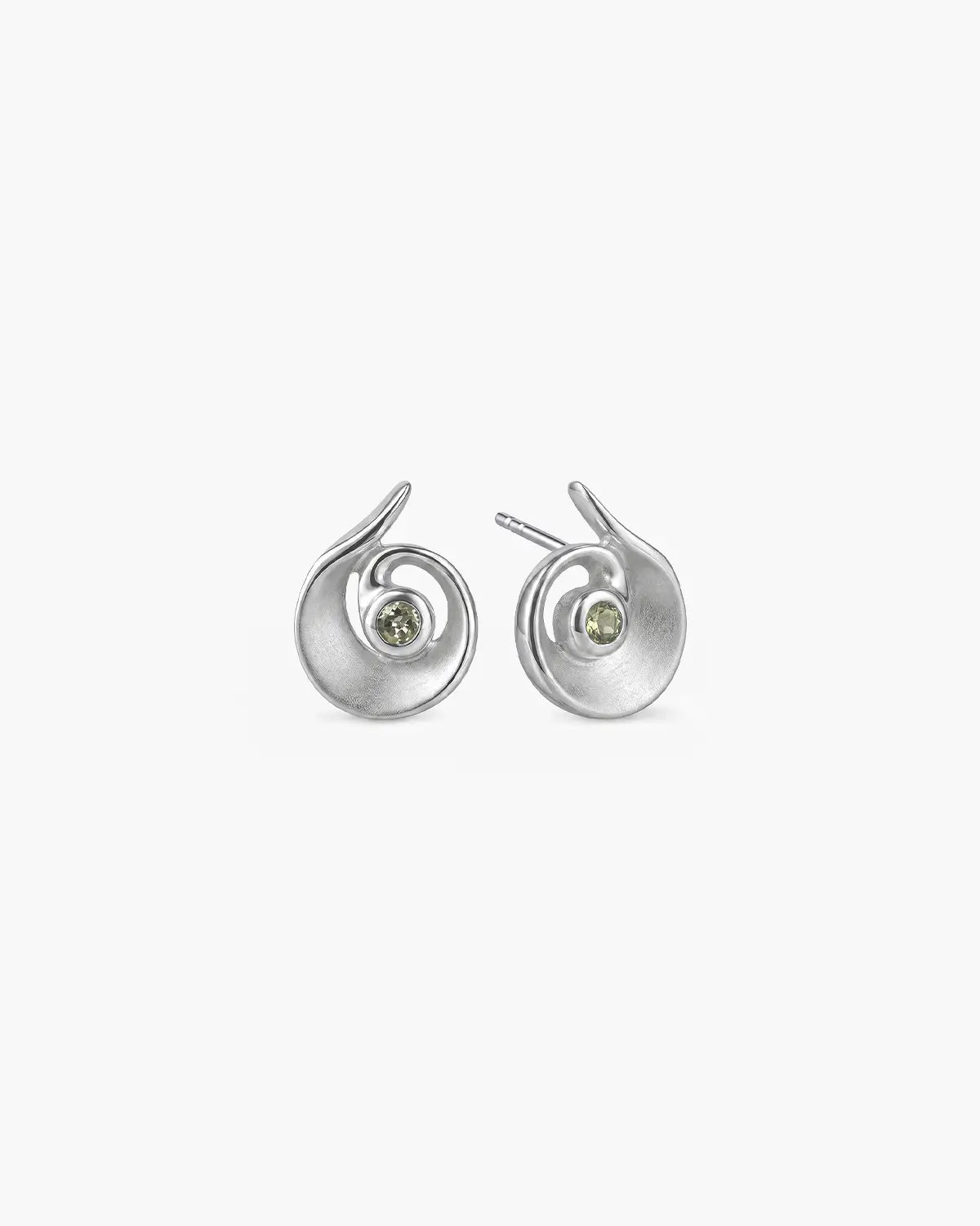 HAZE PERIDOT SPIRAL STUD EARRINGS