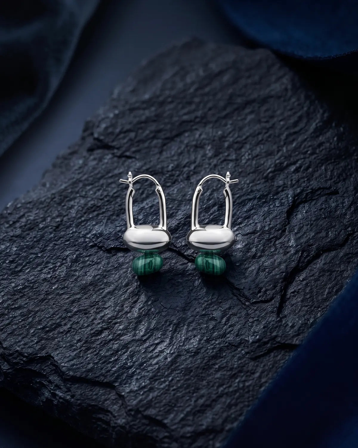 FLUX MALACHITE HOOP EARRINGS