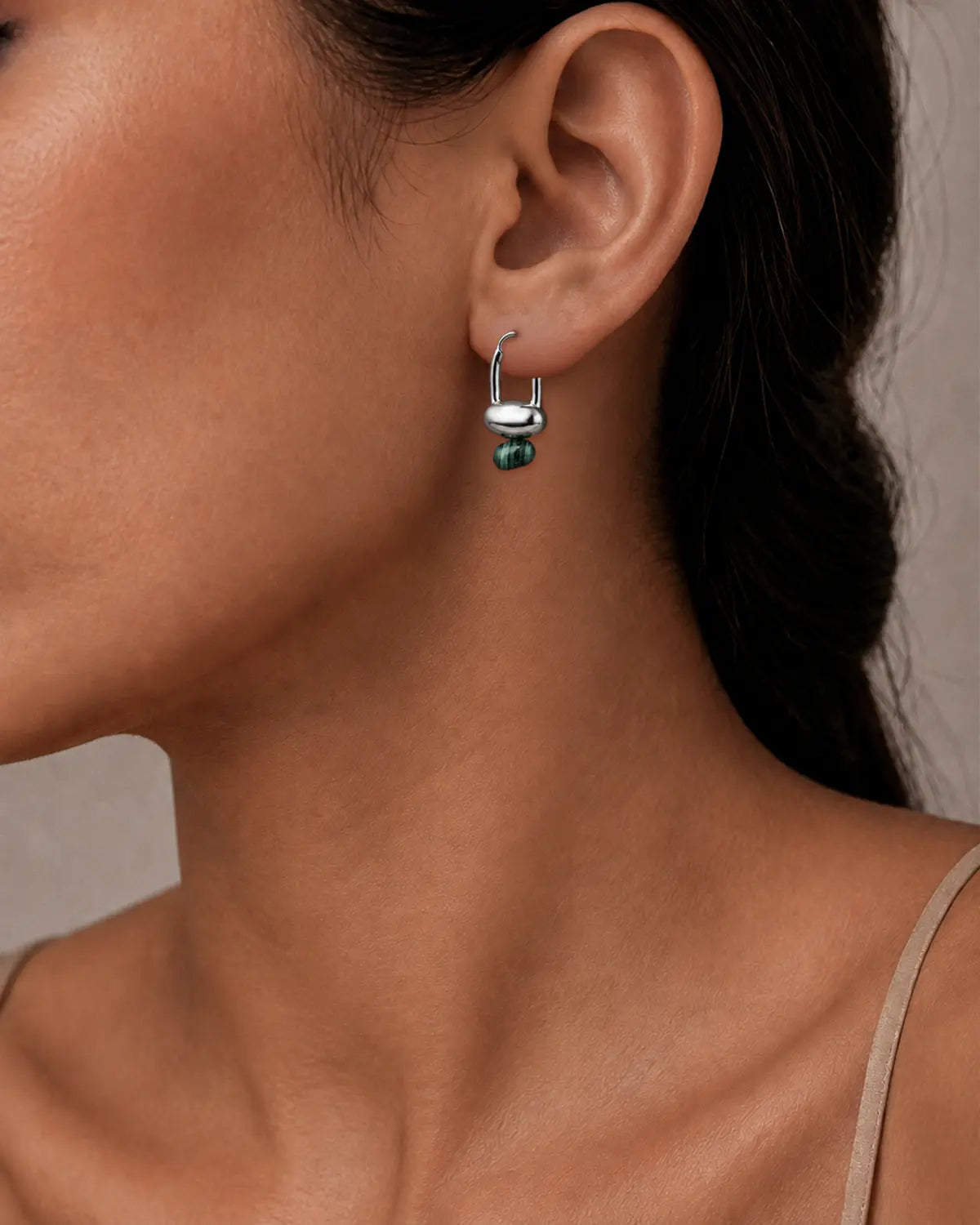 FLUX MALACHITE HOOP EARRINGS