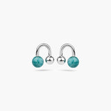 VOLUTE AMAZONITE SPHERE STUD EARRINGS