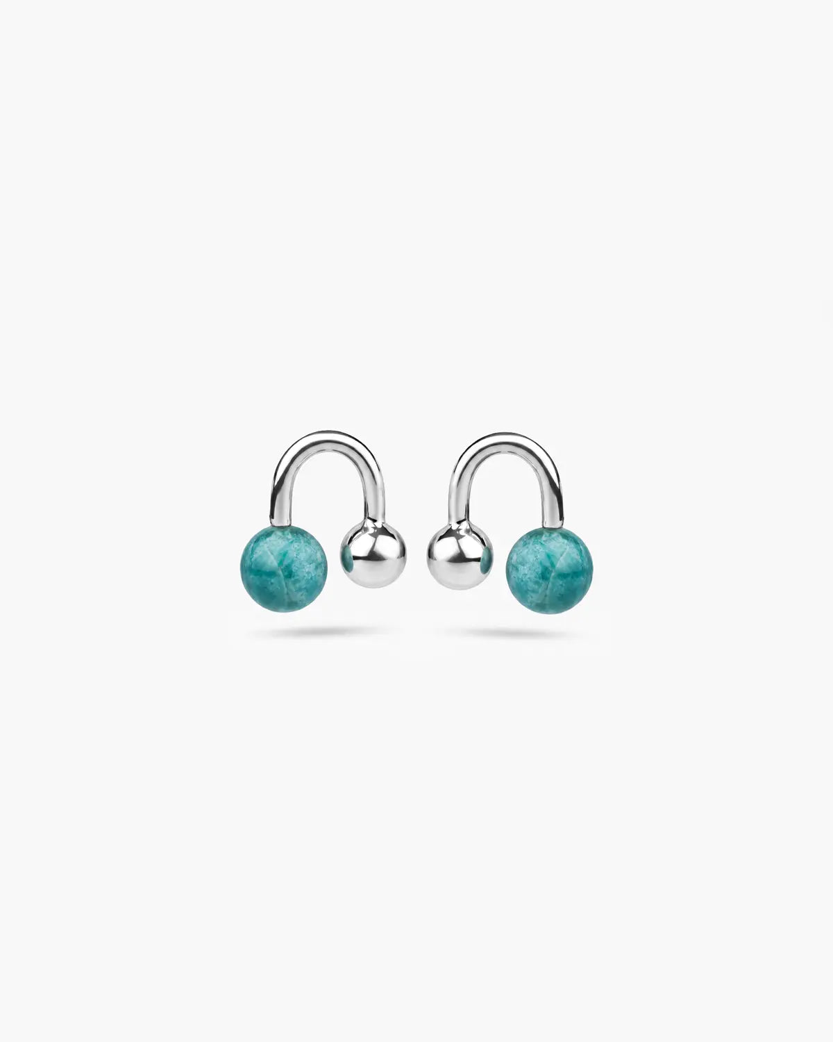 VOLUTE AMAZONITE SPHERE STUD EARRINGS