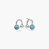VOLUTE AMAZONITE SPHERE STUD EARRINGS