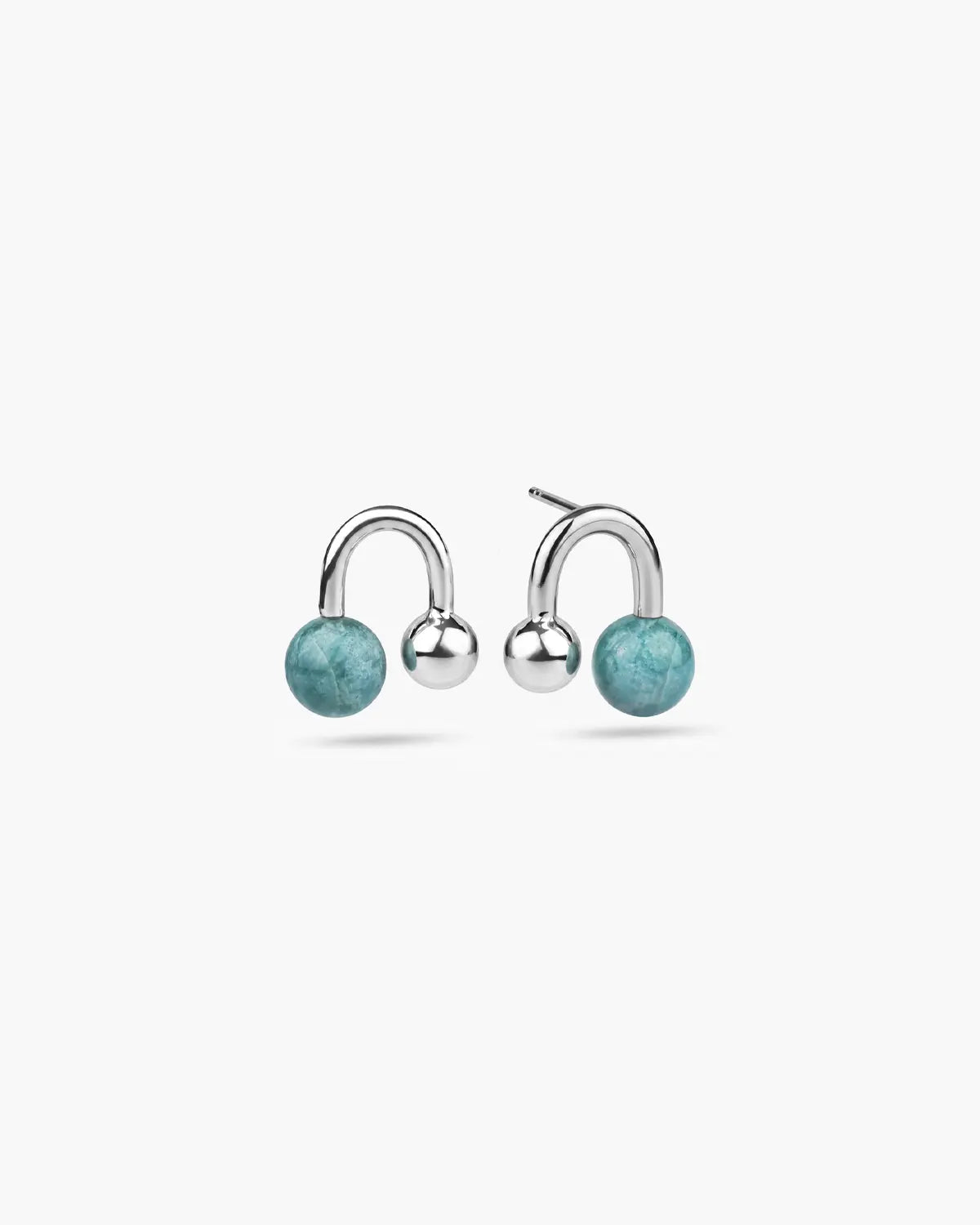 VOLUTE AMAZONITE SPHERE STUD EARRINGS
