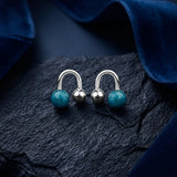 VOLUTE AMAZONITE SPHERE STUD EARRINGS