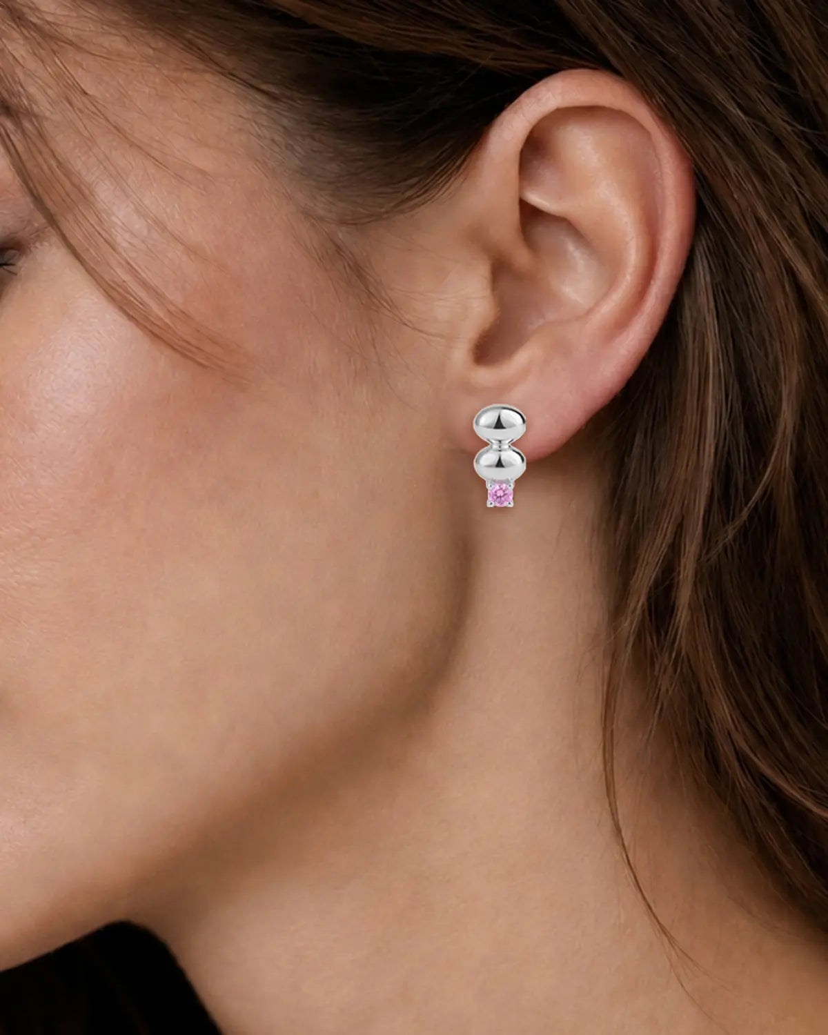 SCULPT STACKED PEBBLE STUD EARRINGS