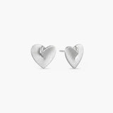 PLEATED HEART STUD EARRINGS