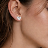 PLEATED HEART STUD EARRINGS