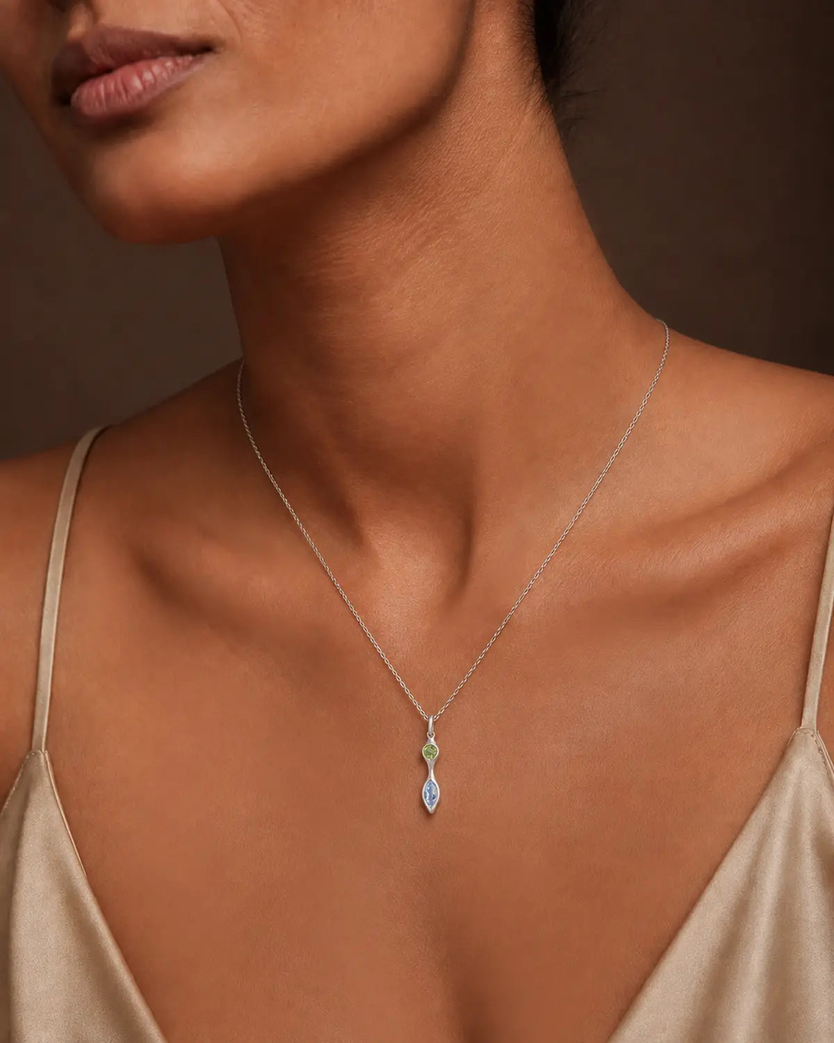 NOCTILUCE GEMSTONE DROP PENDANT NECKLACE