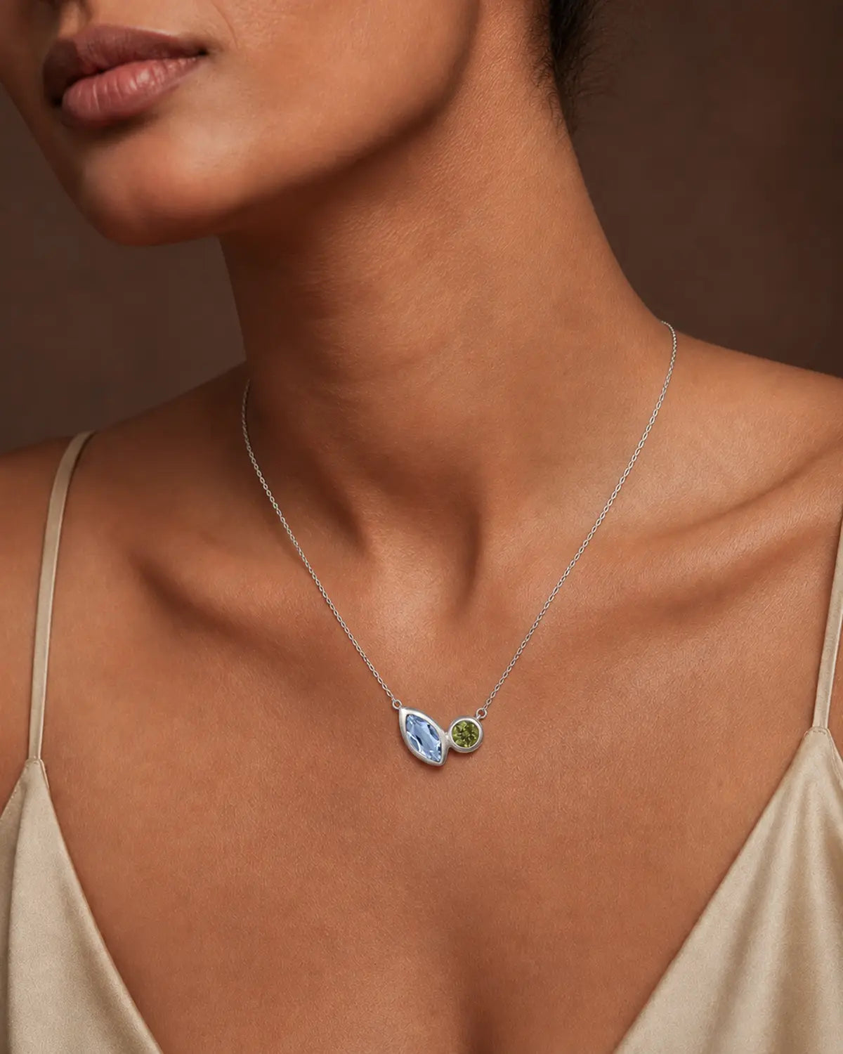 STARLIGHT GEMSTONE DUO PENDANT NECKLACE