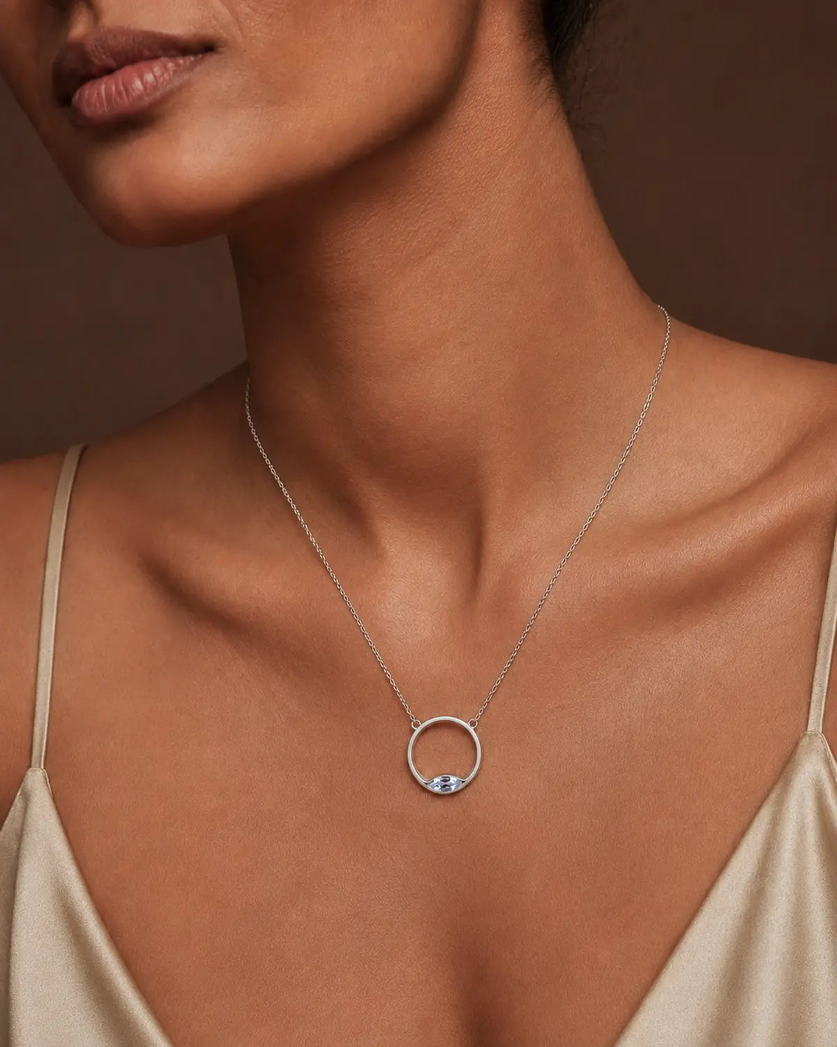 TWILIGHT TOPAZ OPEN CIRCLE PENDANT NECKLACE