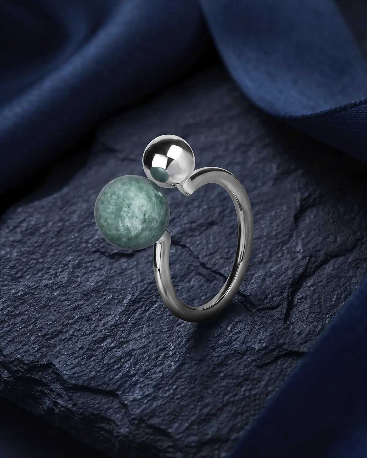 VOLUTE AMAZONITE SPHERE RING