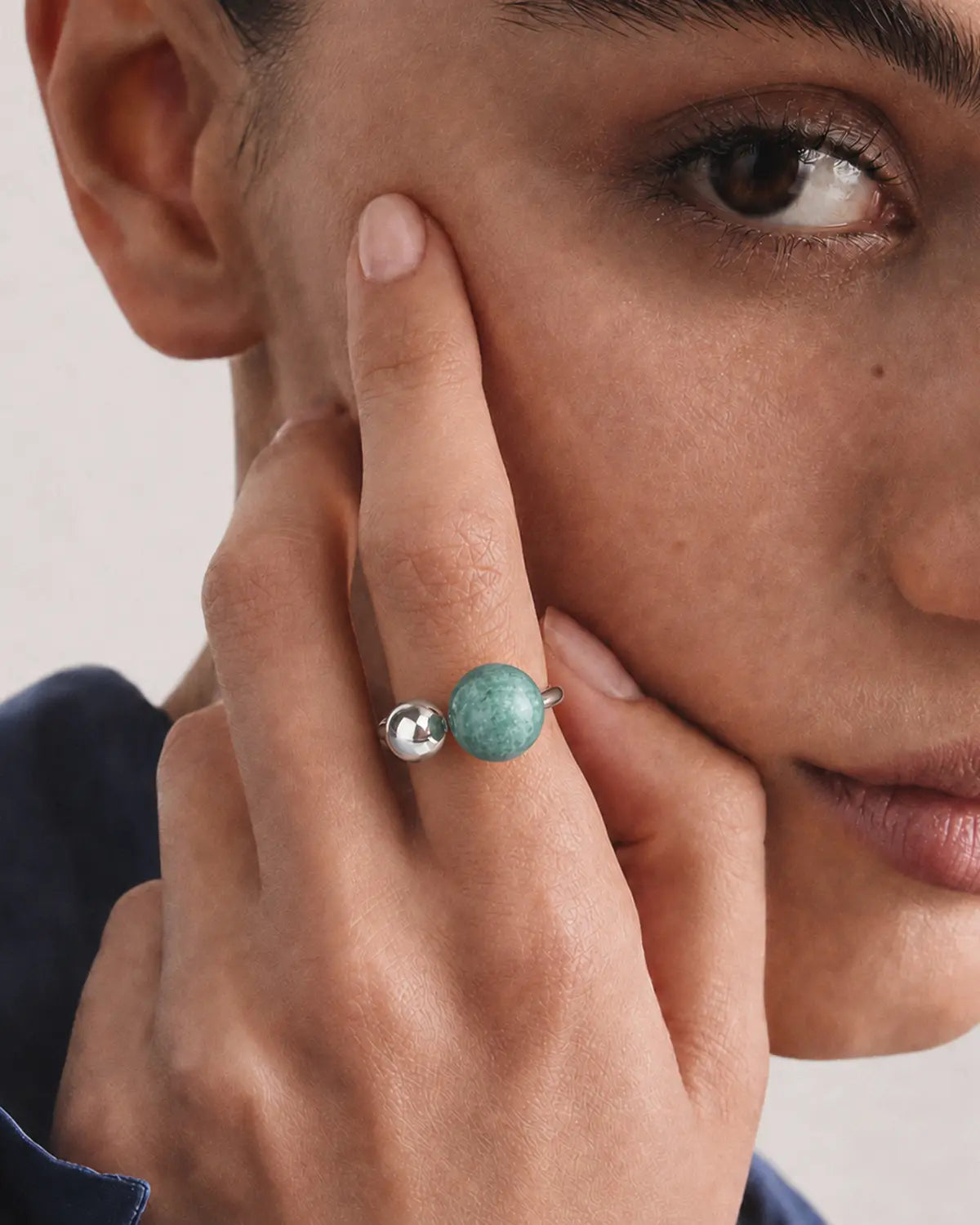 VOLUTE AMAZONITE SPHERE RING