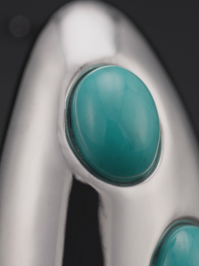 ENCASED AQUA INLAY HOOP EARRINGS
