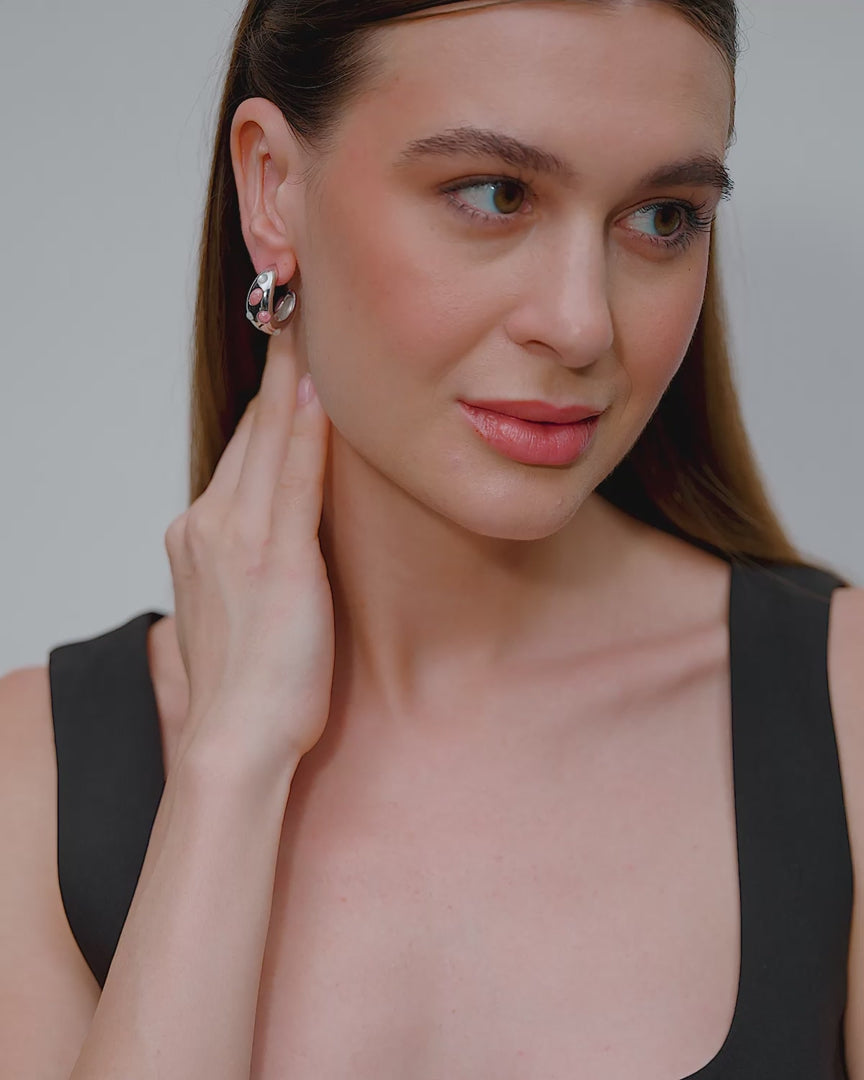 ENCASED MIST INLAY HOOP EARRINGS