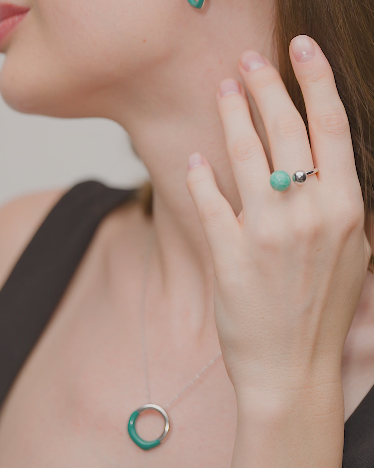 VOLUTE AMAZONITE SPHERE RING